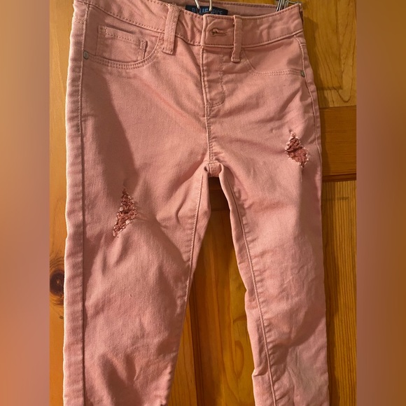 Blue Spice Distressed Jegging’s Skinny jeans rose pink Girls Size 10 - Picture 7 of 8
